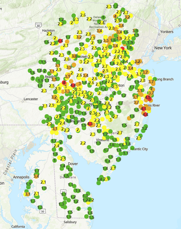 Map of Heavy Rain Reports