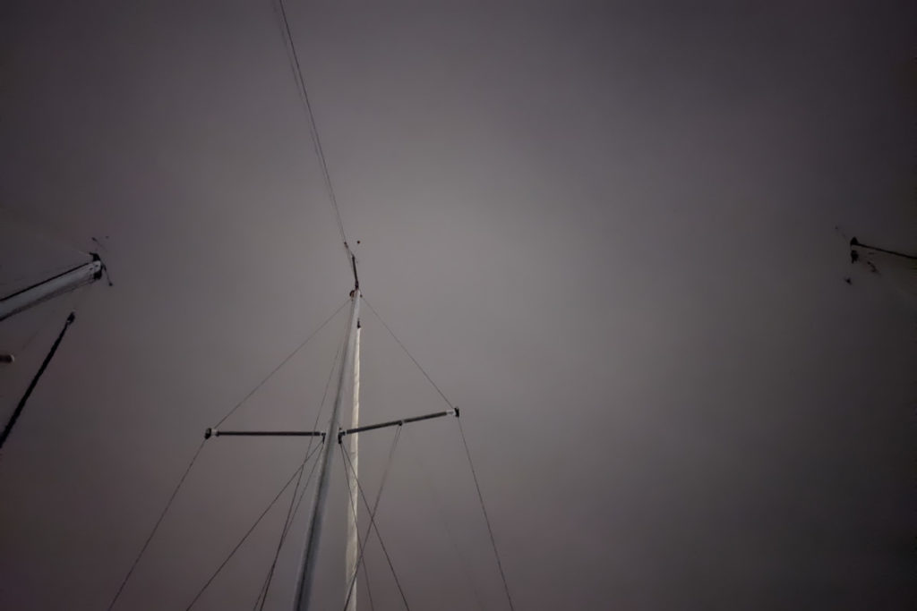 Attempt at a photo of the mast and wind indicator at night